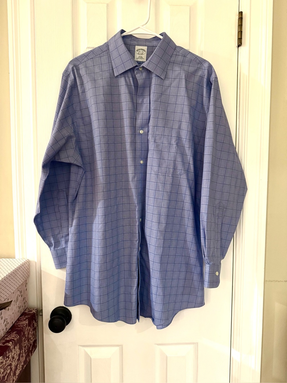 Vintage Brooks Brothers Light Blue Windowpane Dress Shirt